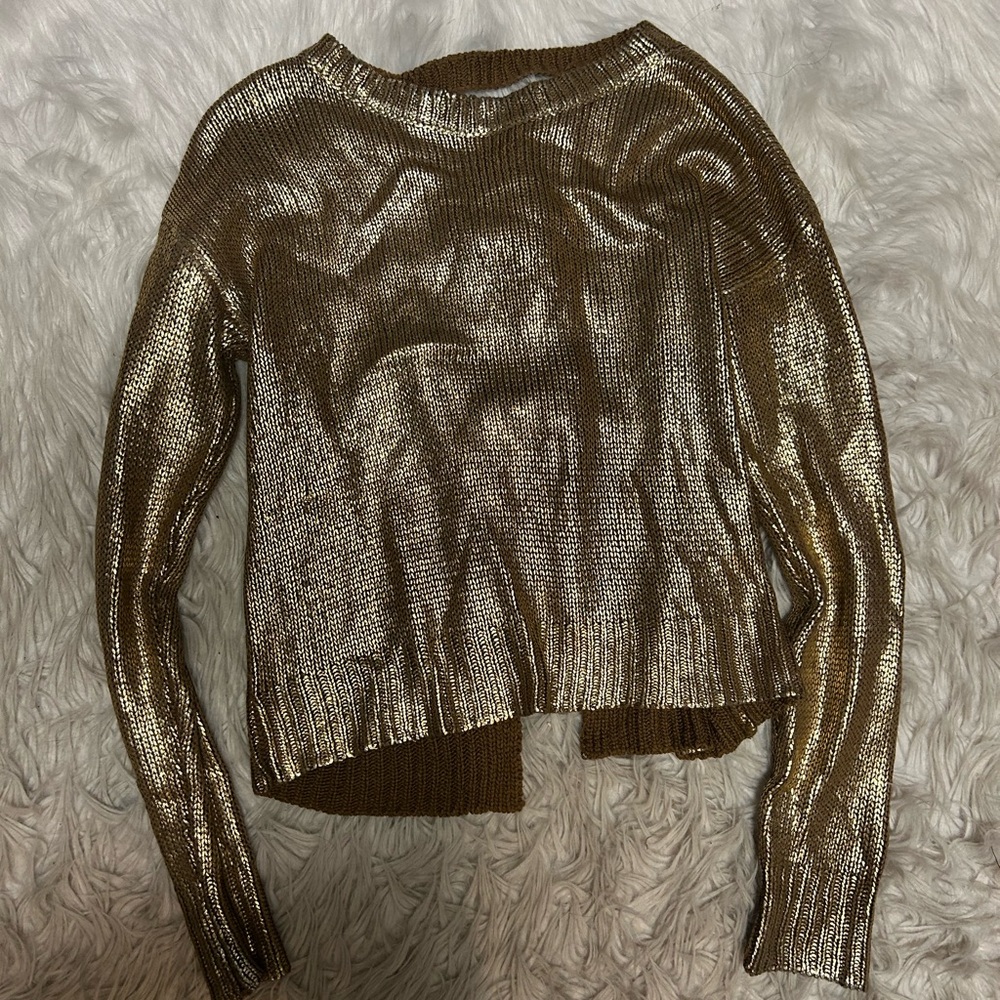 Forever 21 Contemporary Metallic Gold Women's Sweater